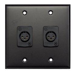 Whirlwind Wall Plate - 2 Gang Black 2 Whirlwind WC3F Female XLRS